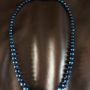 Blue magnetic bead necklace